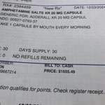 image for How much my kid’s 30 day supply of generic Adderall would have cost without insurance. ‘Murica.