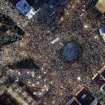 image for The protest in Serbia yesterday. Each dot is a person holding a flashlight, 102,000 people gathered