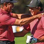 image for Tiger Woods celebrating his son Charlie's first hole in one at the PNC Championship