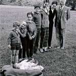 image for Charlie Chaplin and his wife Oona O' Neil with six of their children.