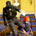 image for January 6th 2021. A terrorist illegally enters the US Capitol Senate Chambers.