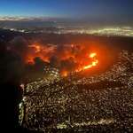 image for Picture of the Palisades fire from a flight landing into LAX.