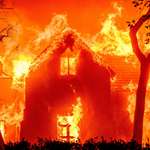 image for A home is engulfed in flames during the Eaton fire in the Altadena area of Los Angeles County.