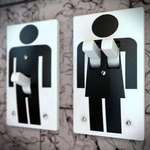 image for Restroom signs in a tool store