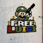 image for ‘Free Luigi’ 8-Bit Mosaic tile panel spotted in Shoreditch, London
