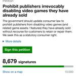 image for The uk stop killing games petition is now at 8,679, we need now just an extra 1k for the government to respond, 100k would have a debate at parliament