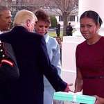 image for Michelle Obama receiving a gift from Melania after Trump’s inauguration in 2017