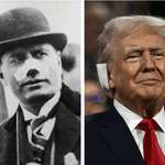 image for A photo of Mussolini and Trump after their respective assassination attempts with oversized patches.
