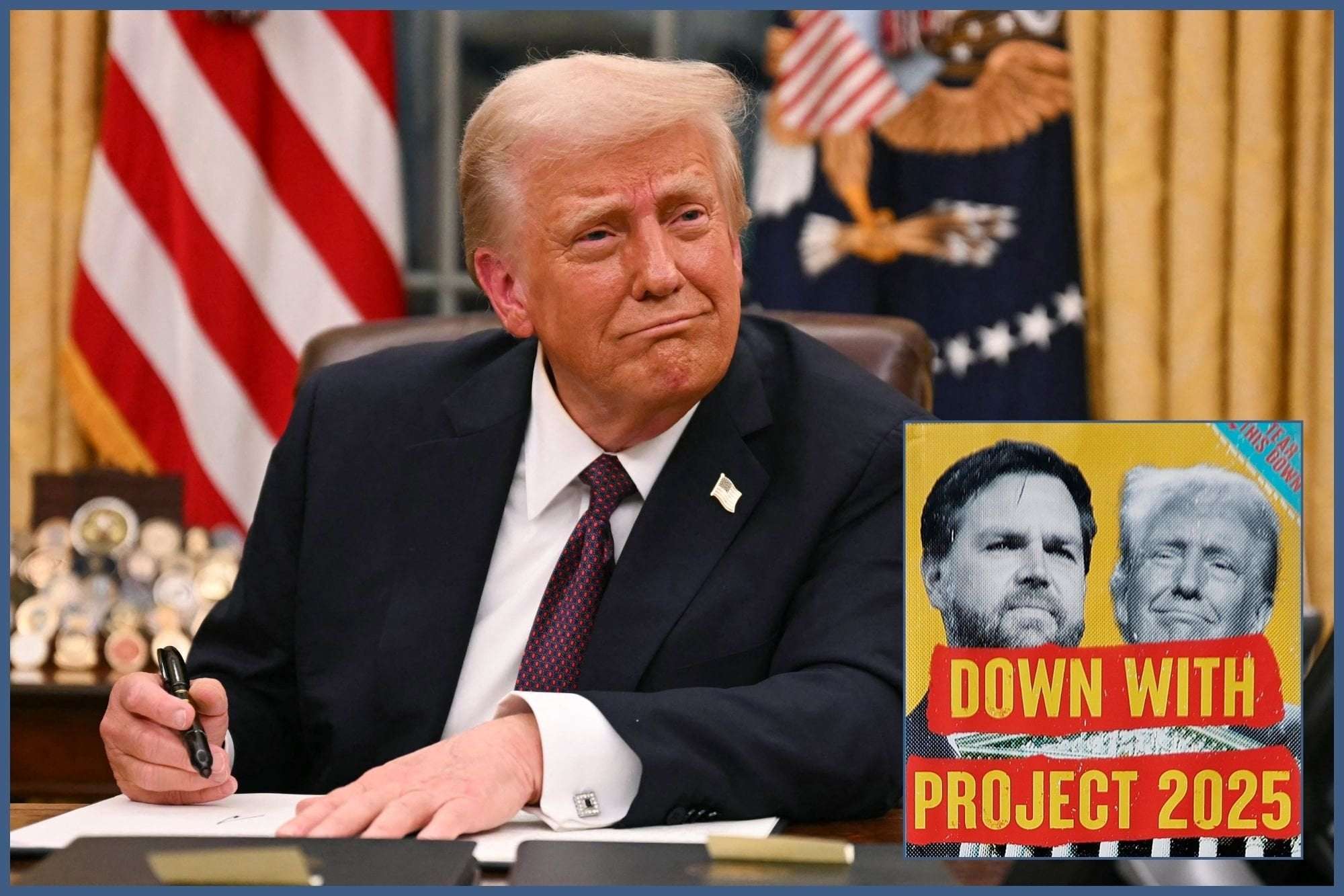 image for Most of Trump's Executive Orders Are Directly From Project 2025 Despite Previously Calling the Agenda 'Seriously Extreme'