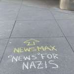 image for Graffiti outside the Newsmax HQ in New York