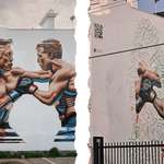 image for The mural of Elon Musk and Mark Zuckerberg being painted over - Melbourne, Australia