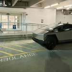image for Tesla Cybertruck blocks Ambulance Only parking at a hospital