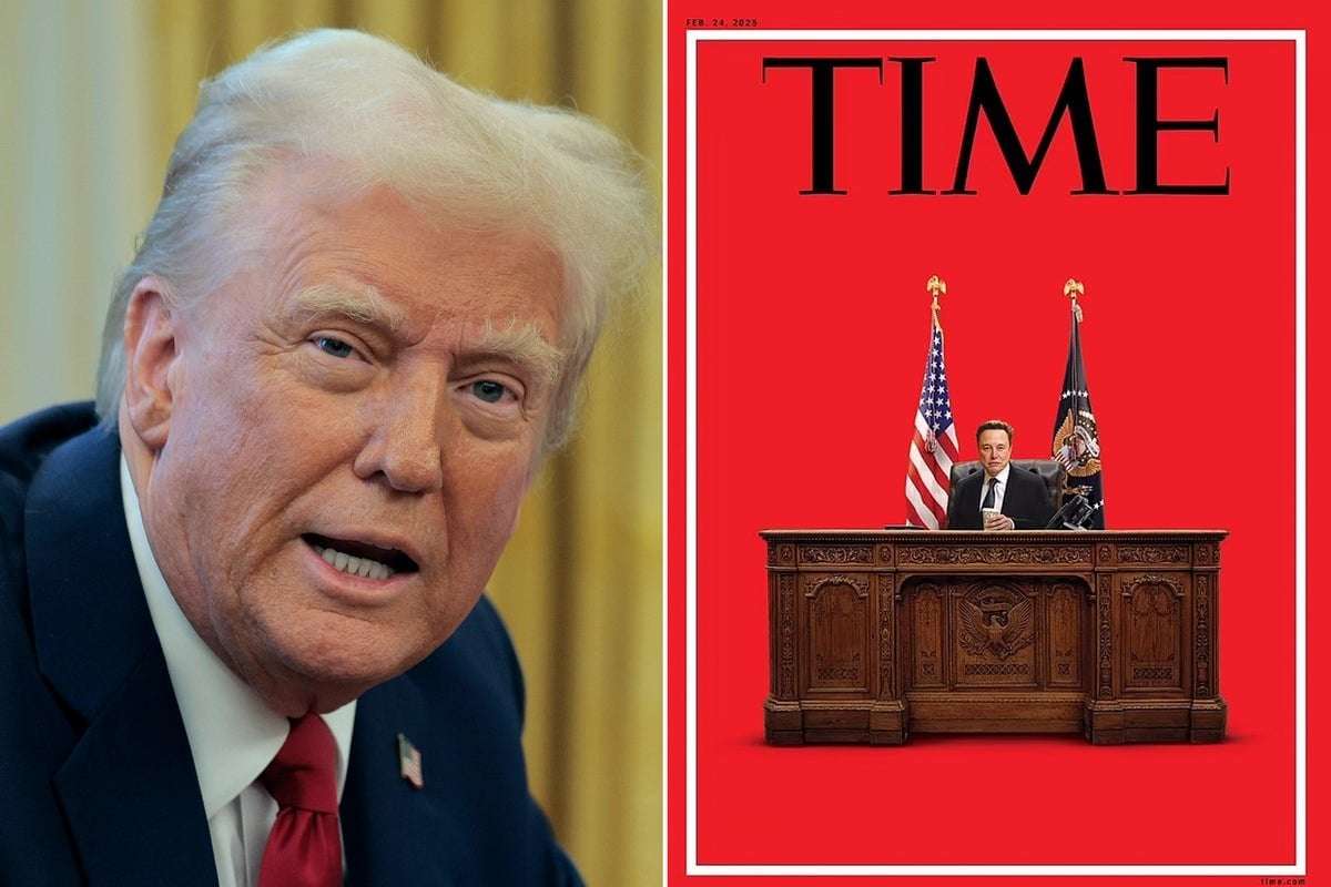 image for Trump turns on Time magazine after new cover shows Musk sitting behind his Resolute desk