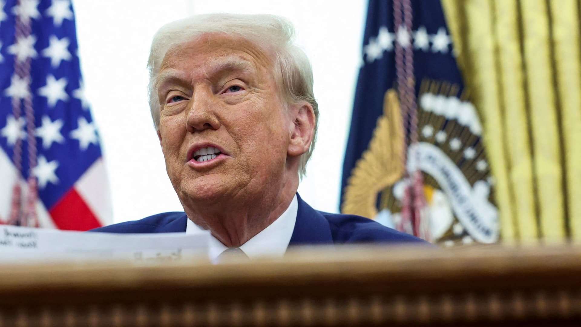 image for Defense stocks drop after Trump says Pentagon spending could be halved