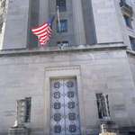 image for Broken Flag on Department of Justice, oh the irony