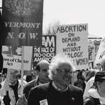 image for bernie sanders marching for women’s rights at a pro roe protest, 1992