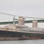 image for SS United States, a 72 year old ocean liner, leaves her berth in Philadelphia after 30 years