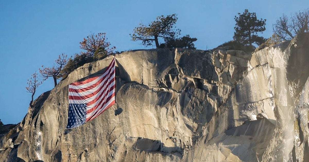 image for Upside-down U.S flag hung at Yosemite National Park to protest employee cuts