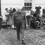 image for Churchill at the White House not wearing a suit because he is at war. Nobody asked him questions