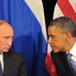 image for US President showing the right way of intimidation to the right Vladimir