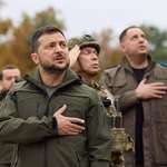 image for President Zelensky with hand on heart.