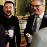 image for President Zelenskyy being welcomed with a cup of tea in Downing Street