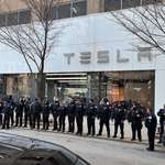 image for Chicago police department out in force protecting Tesla dealership