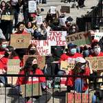 image for A protest on the steps of Columbia University this morning