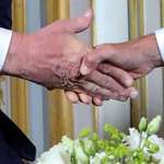 image for Macron squeezing Trump's hand since 2019