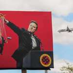 image for Phoenix, US A political billboard by the artist Karen Fiorito satirising Donald Trump and Elon Musk.