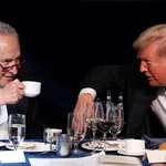 image for Chuck Schumer and U.S. President Donald Trump attend the Alfred E. Smith Memorial Foundation Dinner.