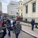 image for An 87 year old Holocaust survivor arrives for police questioning for the crime of peaceful protest