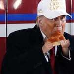 image for The 47th President of the United States eating a slice of Pizza.