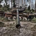 image for A wrecked Russian tank just outside Kyiv