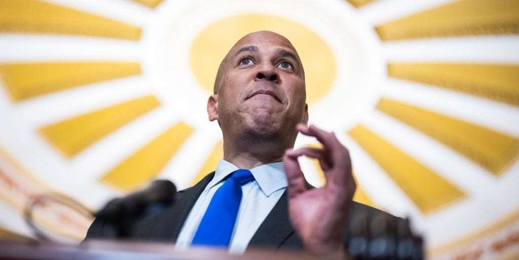 image for Cory Booker Has Been Shaming and Protesting the Trump Administration for 20 Straight Hours