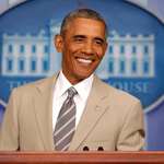 image for Picture of President Barack Obama wearing a tan suit