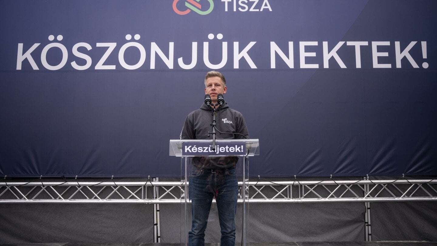 image for Hungarian opposition leader tells supporters he will restore Western alliances if he defeats Orbán