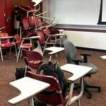 image for OC: Stacked chairs show students makeshift blockade during lockdown at Florida State University.