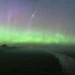 image for caught a shooting star while taking a long exposure of the Northern Lights