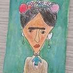 image for OC My lovely 9 year old daughter portrait of Frida Kahlo. Proud dad.