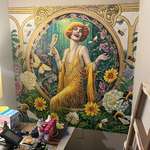 image for Mural my wife painted under our stairs. I see it every morning [OC]