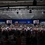 image for Trump addresses rally “crowd” in half-empty, darkened auditorium — Warren, MI, 4.30.25