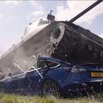 image for [OC] A 98 Year Old WW2 Veteran Crushing a Tesla with a Tank in Defiance of Elon Musk’s Facism