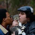 image for My boyfriend and I kissing my cat Cheeseburger in November 2023. (OC)