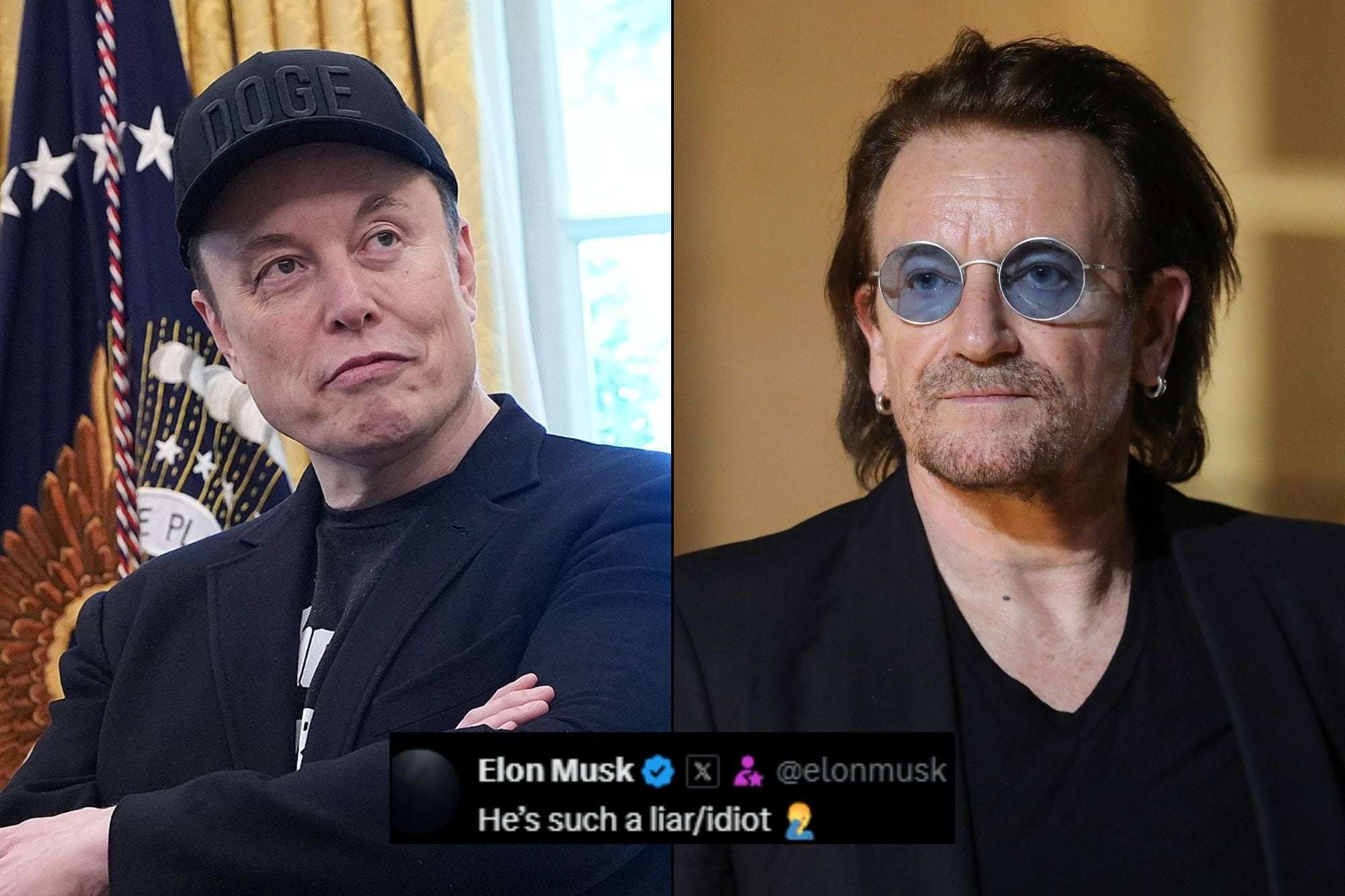 image for Elon Musk Brands Bono a 'Liar/Idiot' for Telling Joe Rogan DOGE's USAID Cuts Have Cost 300,000 Lives