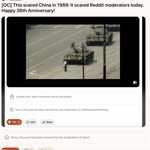 image for [OC] A post on r/pics about r/pics banning a post about r/Damnthatsinteresting banning Tank Man