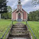 image for Old Church(1892) with upside-down cross above the door.
