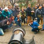 image for Every time I see news coverage of a protest, I remember this image of a single overturned trashcan