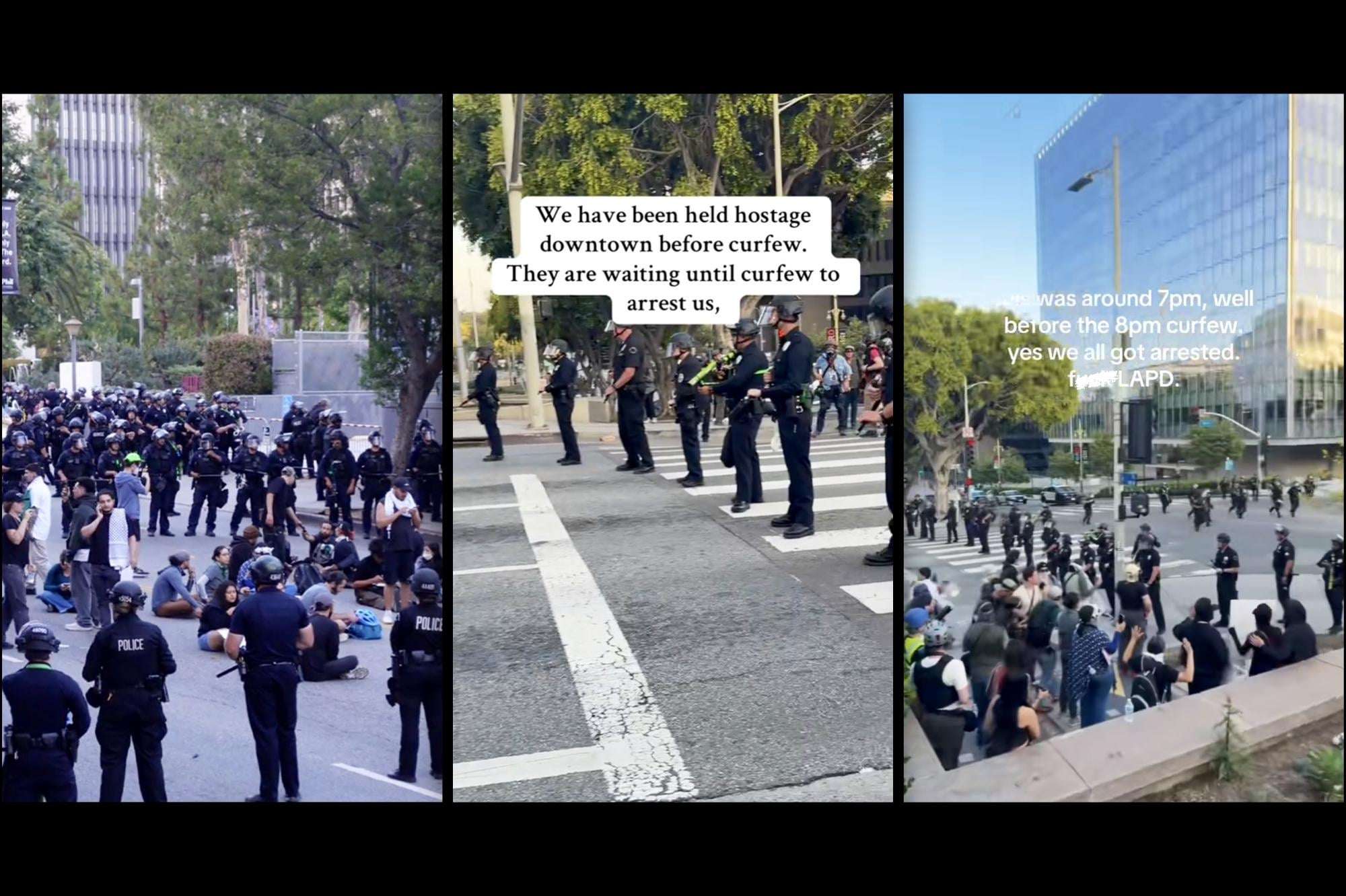 image for LAPD Accused of 'Trapping' Protesters Before Curfew 'On Purpose' to Arrest Them for 'Breaking Curfew'