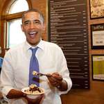 image for Barack Obama eating ice cream in LA in 2014